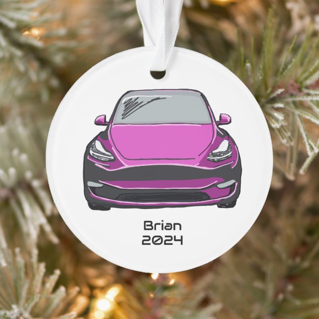 Elektrofahrzeug SUV Pink Handgezeichnete Skizze Ornament (Baum)