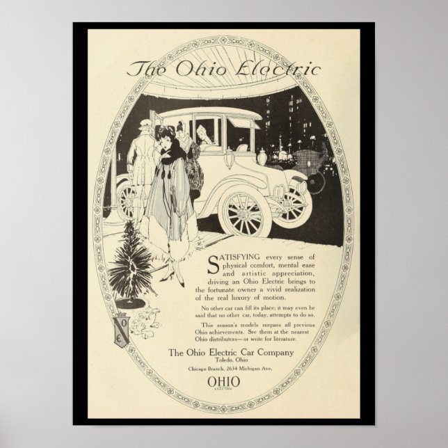 Elektrofahrzeuge Kraftfahrzeuge Vintag drucken Poster (Vorne)