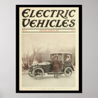 Elektrofahrzeuge Motor Autos Vintage-Druck