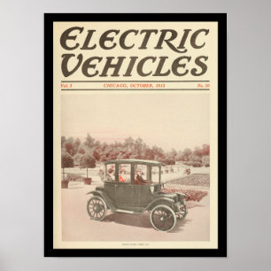 Elektrofahrzeuge Motor Autos Vintage-Druck Poster