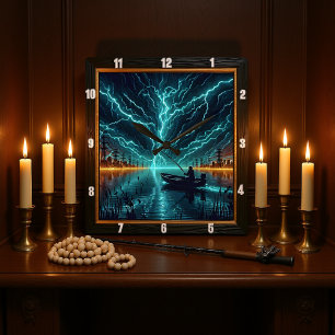 Elektrofischerei Quadratische Wanduhr