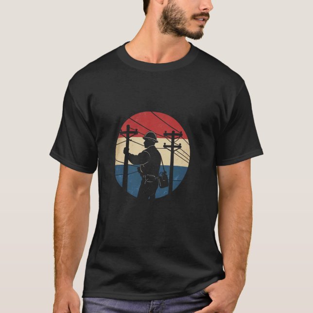 Elektrokabelmonteure Elektriker Strommast T-Shirt (Vorderseite)