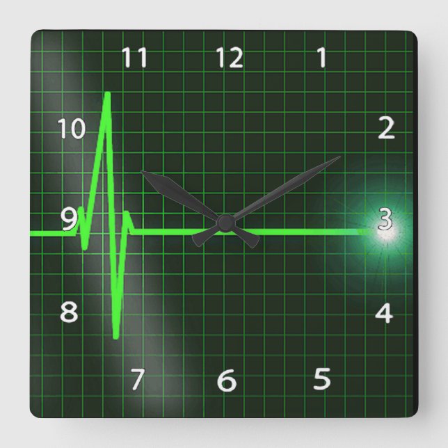 Elektrokardiogramm Wave Wall Clock Quadratische Wanduhr (Vorderseite)