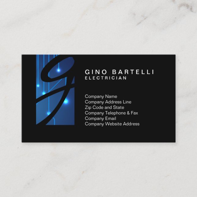 Elektrolichter Monogramm-Geschickter Handel Visitenkarte (Vorderseite)