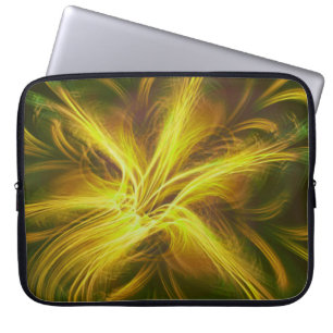 Elektronenbeutel Fraktal Blume Gelbe Palette Laptopschutzhülle