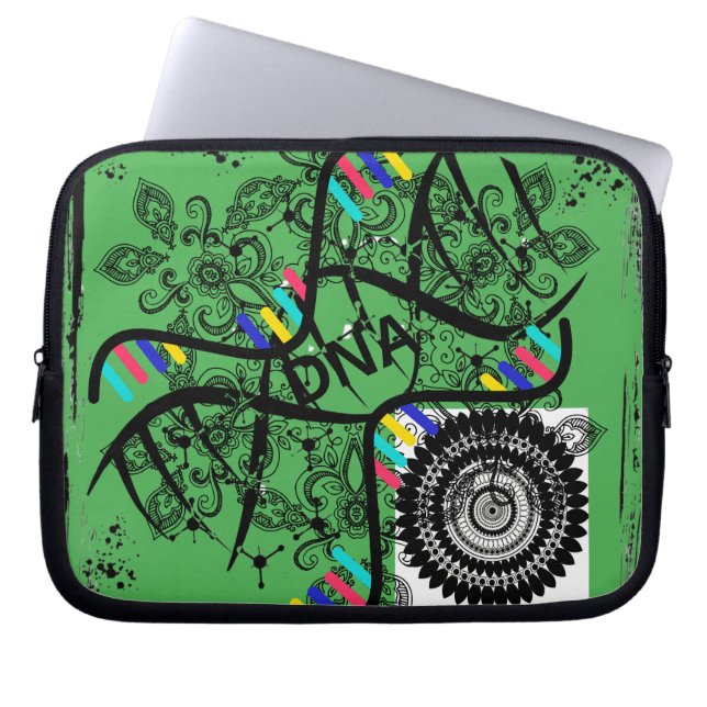 Elektronenbeutel-Grüne DNA-Helix-Muster Laptopschutzhülle (Vorderseite)