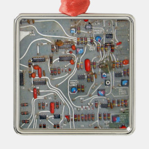 Elektronik auf alten Leiterplatten Ornament Aus Metall