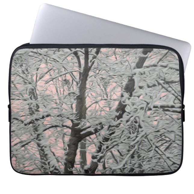 Elektronik Bag großer Baum im Schnee Laptopschutzhülle (Vorderseite)