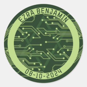 Elektronik Computer-Schaltkarte Bar Mizwa Runder Aufkleber