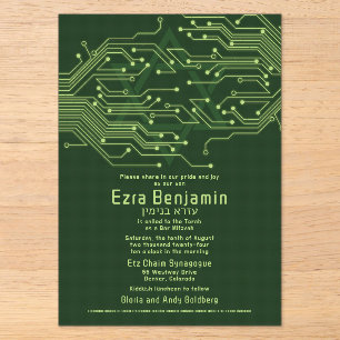 Elektronik-Computer-Schaltkreis Bar Mitzwa Acryleinladungen