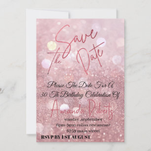 Elektronisch Save the Date, Rose Gold Glitzer Digi Einladung