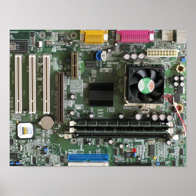 Elektronische Komponenten alte Hauptplatine Print Poster (Vorne)