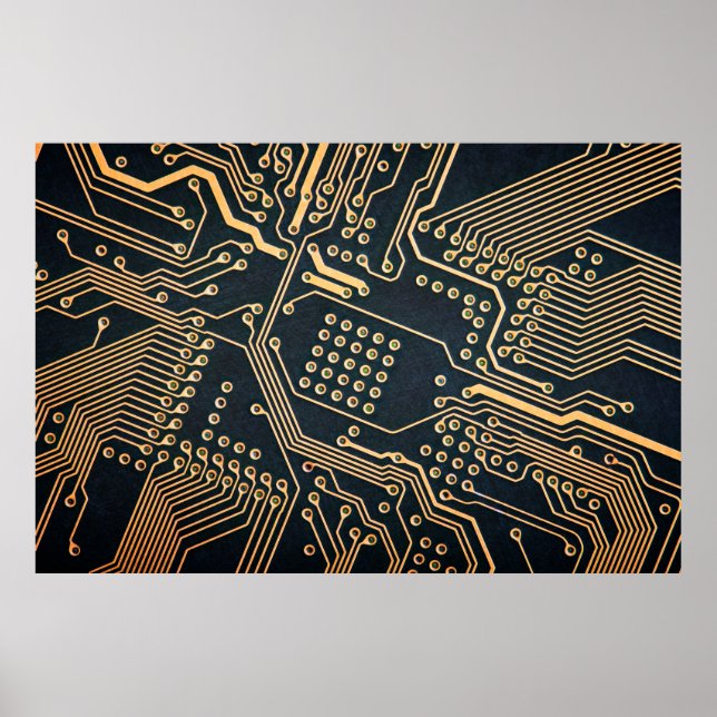 Elektronische Komponenten, nahe Computerkarte, gra Poster (Vorne)