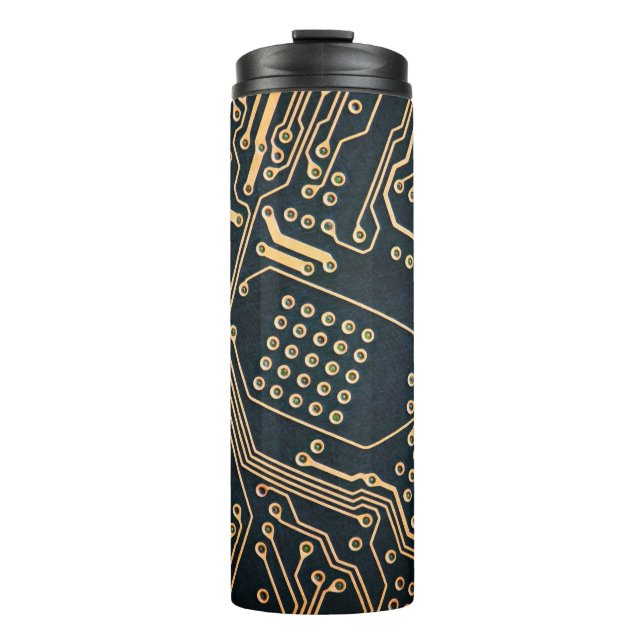 Elektronische Komponenten, nahe Computerkarte, gra Thermosbecher (Vorderseite)