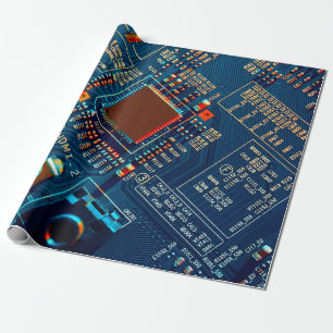 Elektronische Leiterplatte Nahaufnahme. elektronis Geschenkpapier