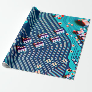 Elektronische Leiterplatte Nahaufnahme. Hintergrun Geschenkpapier