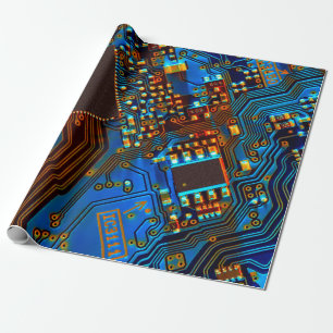 Elektronische Leiterplatte Nahaufnahme. Hintergrun Geschenkpapier