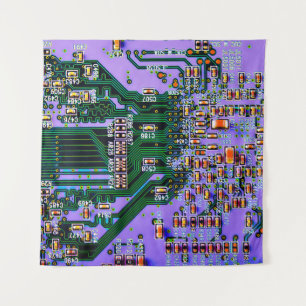 Elektronische Leiterplatte Nahaufnahme. Hintergrun Wandteppich