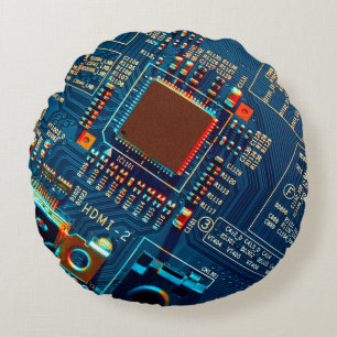 Elektronische Platine nah. elektronisch,mikr Rundes Kissen