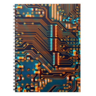 Elektronische Platine nah. Hintergrund, Bohr Notizblock