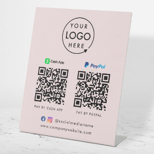 Elektronische Zahlung   Cash App Paypal Pink QR Co Sockelschild