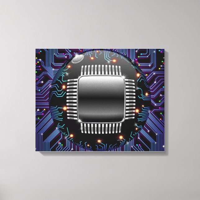 Elektronisches Motherboard-Schaltfeld Canvas Print Leinwanddruck (Vorderseite)