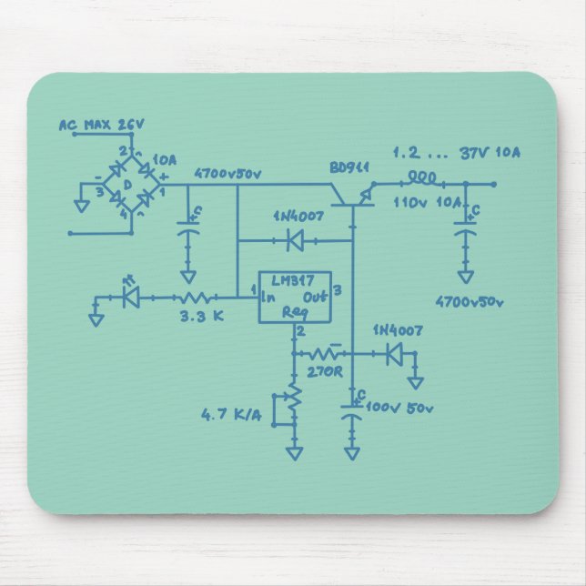 elektronisches Schaltungsplan Technologie Blueprin Mousepad (Vorne)