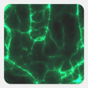 Elektroschock in dunkelgrün quadratischer aufkleber