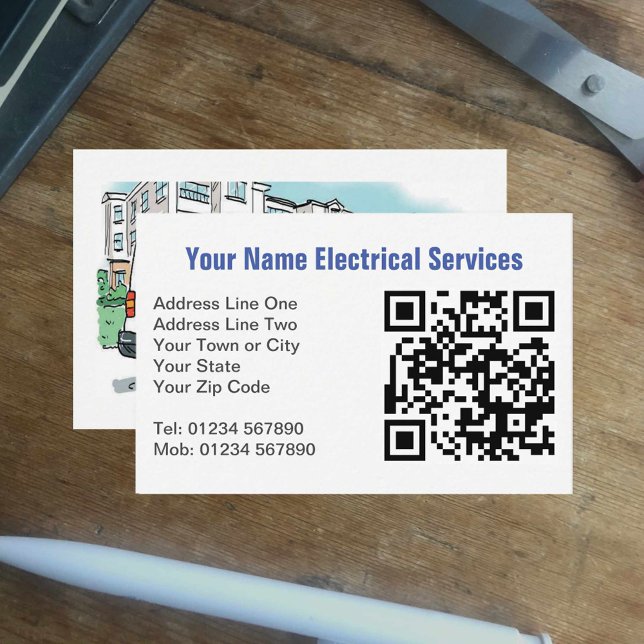 Elektroservice mit Namen auf dem Lieferwagen plus  Visitenkarte (Von Creator hochgeladen)