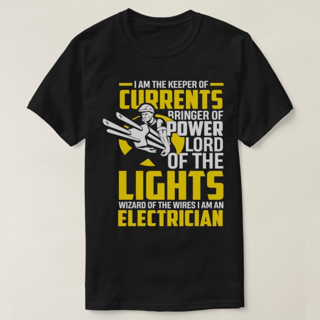 Elektrowärter des Stroms Funny Electrician T-Shirt (Design vorne)