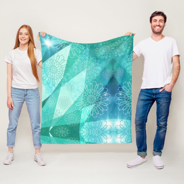 Elelegant blueArtistic mandala Fleece Blanket (Beispiel)
