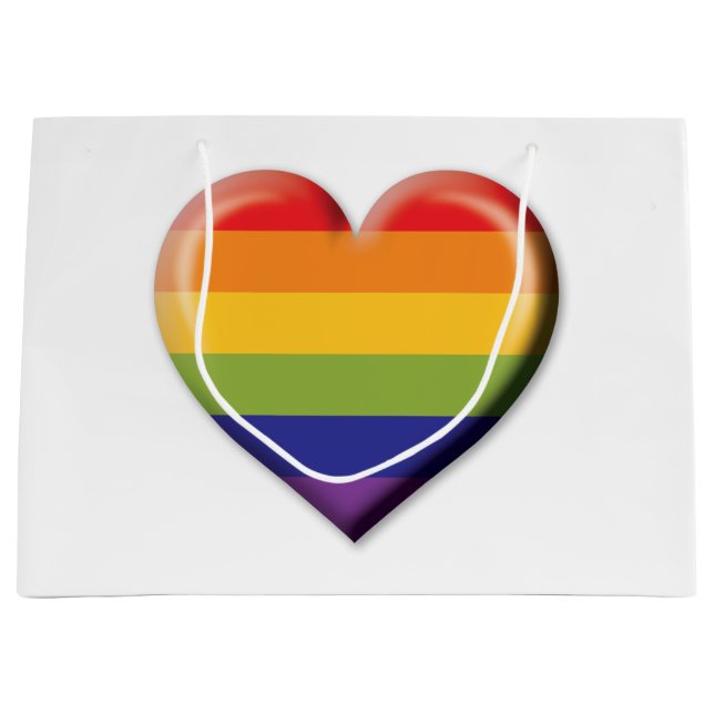 Elelgant Minimalistisch Rainbow Heart Design Große Geschenktüte (Vorderseite)
