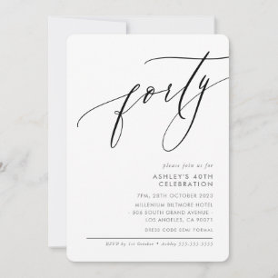 ELELGANT Moderne Kalligraphie 40. Party schwarz Einladung