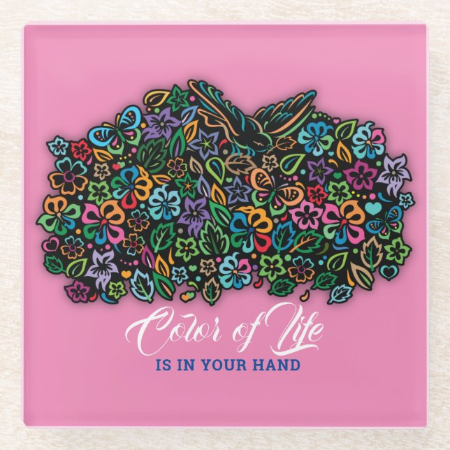 Elelgante Farbe des Lebensdesigns Glasuntersetzer (Vorderseite)