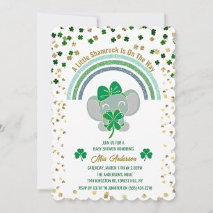 Elelphant Little Kleeblatt St Patricks Baby Shower Einladung