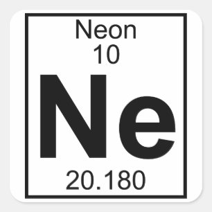 Element 010 - Ne - Neon (Vollständig) Quadratischer Aufkleber