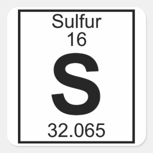 Element 016 - S - Sulfur (Full) Quadratischer Aufkleber