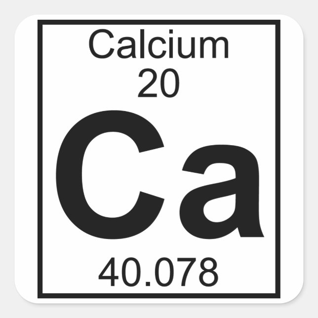 Element 020 - Ca - Calcium (vollständig) Quadratischer Aufkleber (Vorderseite)