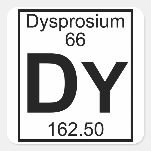 Element 066 - Dy - Dysprosium (vollständig) Quadratischer Aufkleber (Vorderseite)