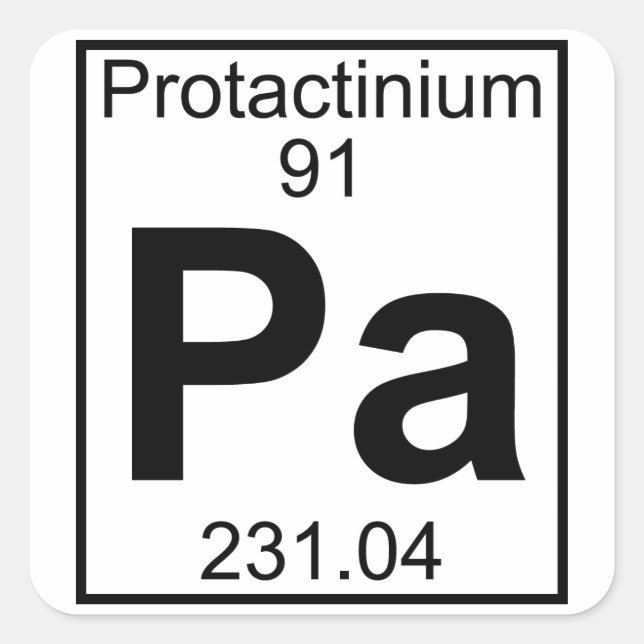 Element 091 - Pa - Protactinium (Full) Quadratischer Aufkleber (Vorderseite)
