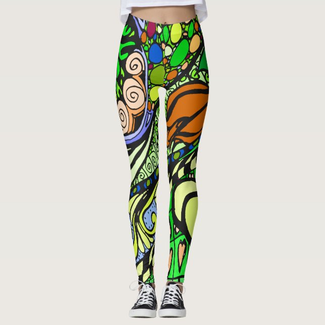 Element 9b Doodle Fine Art Leggings grün (Vorderseite)