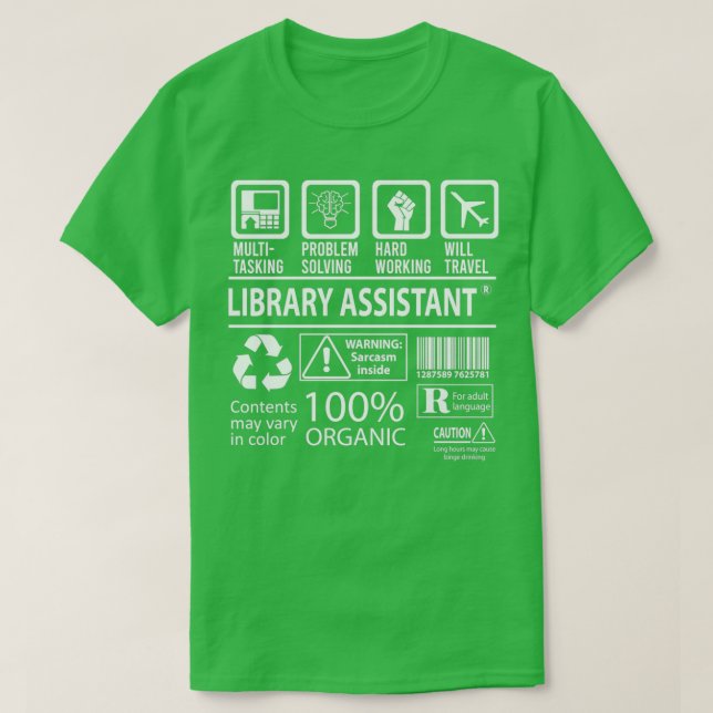 Element zum Überreichen von Aufgaben für Bibliothe T-Shirt (Design vorne)