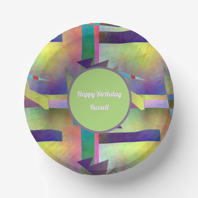 Elemental Abstract Pattern Any Age Adult Birthday  Pappteller (Vorderseite)