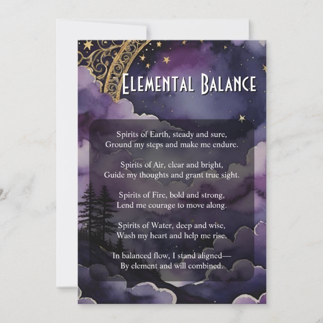 Elemental Balance Pagan Prayer Ritual Card Einladung (Vorderseite)