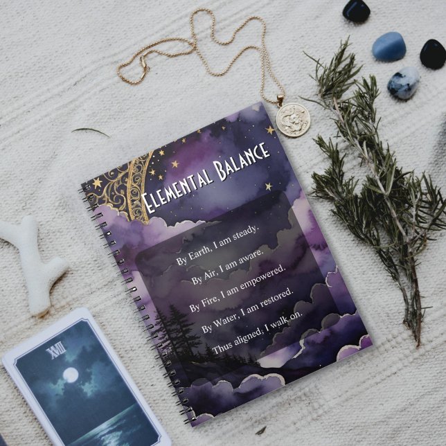 Elemental Balance Purple Night Sky Pagan Prayer Notizblock (Elemental Balance Notebook for Pagan and Wiccan Practices by Starborne Devotionals)