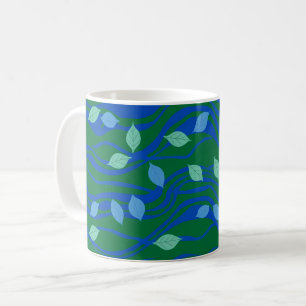 Elemental Flow Smaragdgrün Kobaltblau mit Blättern Kaffeetasse
