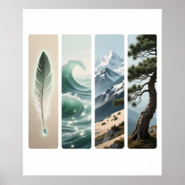 Elemental Nature Feather Wave Mountain Pine Poster