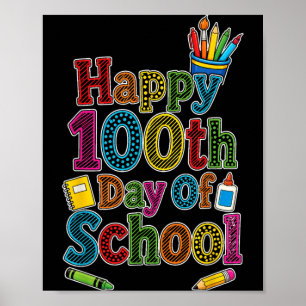 Elementar Glücklicher 100. Schultag 100 Tage Kinde Poster
