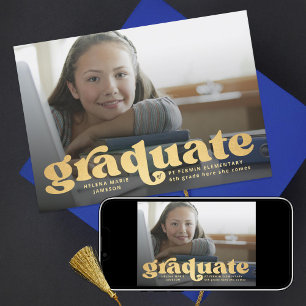 Elementarankündigung des Retro-Gold-Fotos Einladung