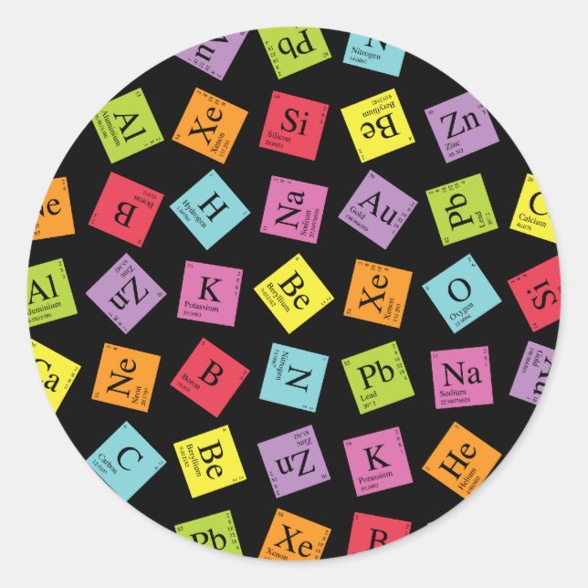 Elementare Periodic (dunkel) Runder Aufkleber (Vorderseite)